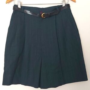 Vintage Lasting Impressions Forest Green Hounds Tooth Plaid Trouser Shorts